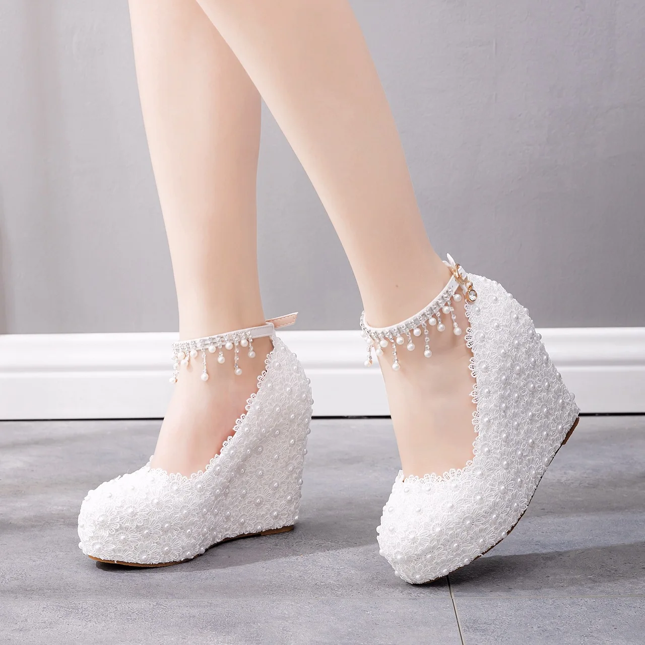 Wedding Shoes White High Wedge Shoes 2025 New White Wedges Wedding