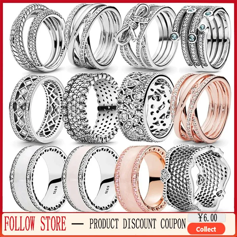 New Hot Selling 925 Silver Original Women's Brilliant Polishing Line Ring with Three Ring Spiral Ring Fashion DIY Charm Jewelry new hot selling 925 silver original women s brilliant polishing line ring with three ring spiral ring fashion diy charm jewelry