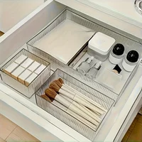Stackable and adjustable multi drawer storage box set, perfect for storing cosmetics, office supplies, and desktop essentials. I 5