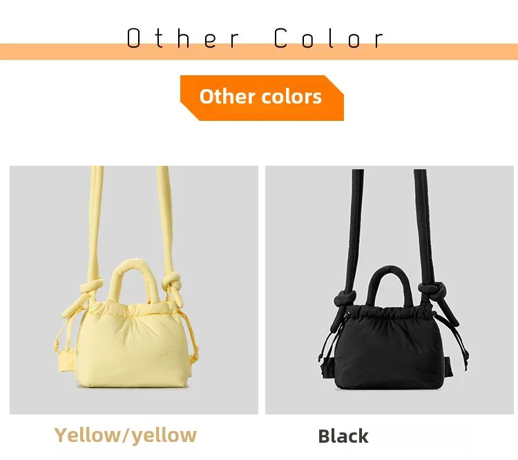 Personalisierte modische Umhängetasche, Nischendesign, neue, mit Baumwolle gefüllte Nylon-Umhängetasche für Damen, weiche und leichte, plissierte Seil-Kleinhandtasche_voghion.com