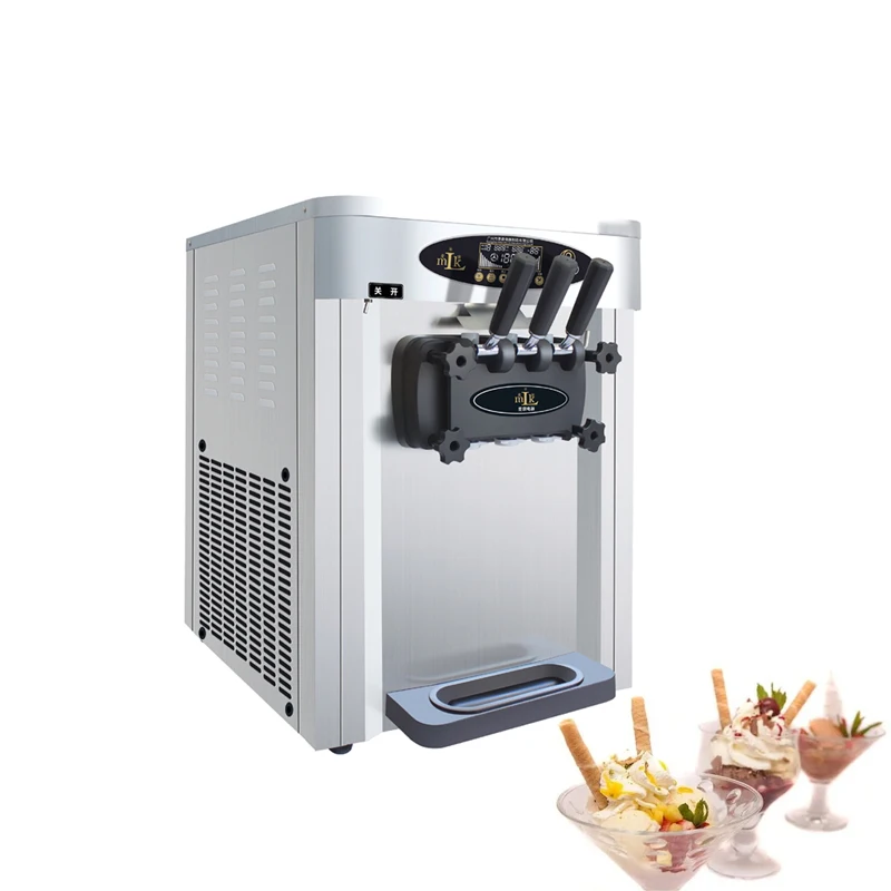 

Three Flavors Of Soft Ice Cream Machine, Multifunctional Stainless Steel Cone Machine