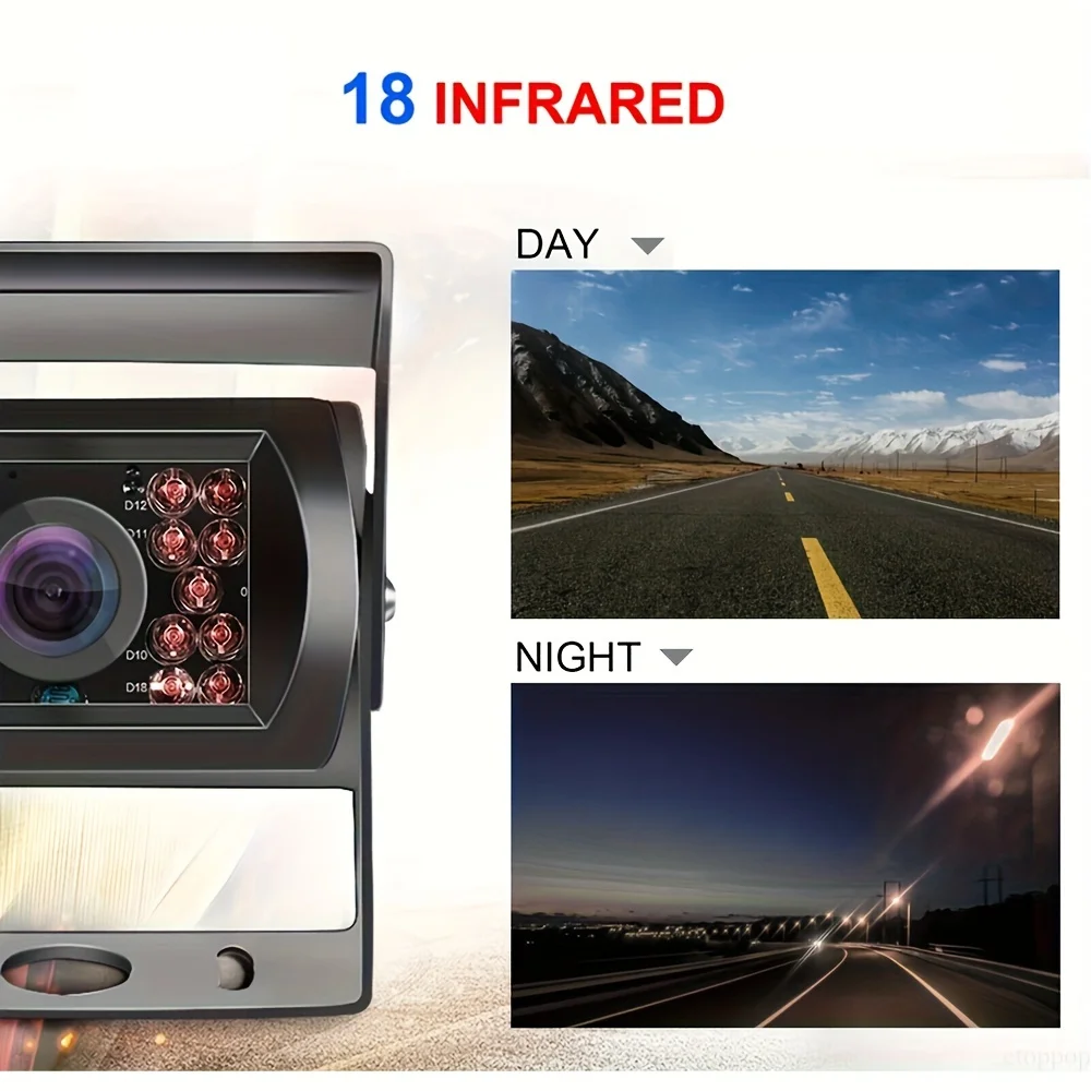 트럭 백업 카메라 헤비 듀티 18 LED IR 자동차 후면보기 백업 카메라 버스 트럭 트레일러 Pickup12V 24V + 393.7 인치 RCA 케이블