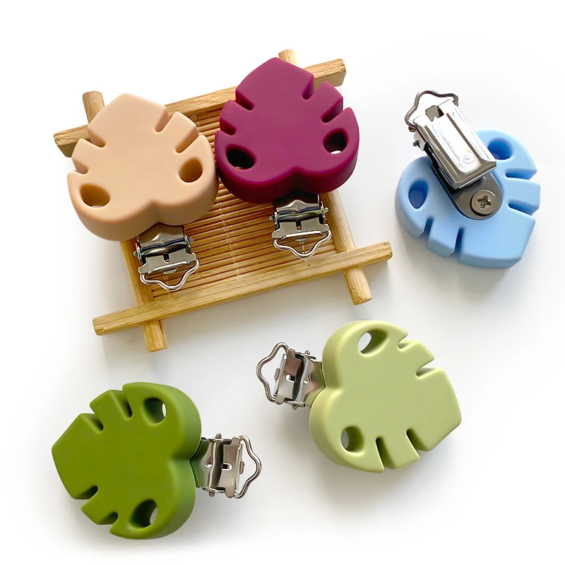 3pcs Silicone Pacifier Clip Tree leaf BPA Free DIY Baby Teething Teether Necklace Bead Molar Accessories Dummy Holder Clip 2