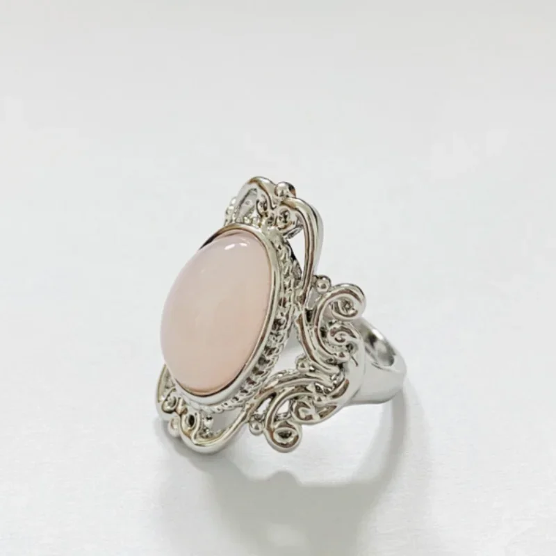 Finger Ring Opening Ring Electroplated Openwork Moonstone Ring Fashion Punk Street Style For Women Girls Party Jewelry