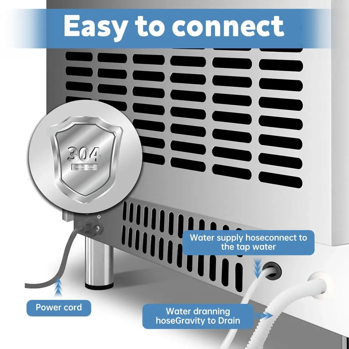 Ice Maker Machine, 150LBS/24H with 45 Pounds Storage Bin - 4.3 inch Touch Screen, 304 Stainless Steel Ice Making Mach 6