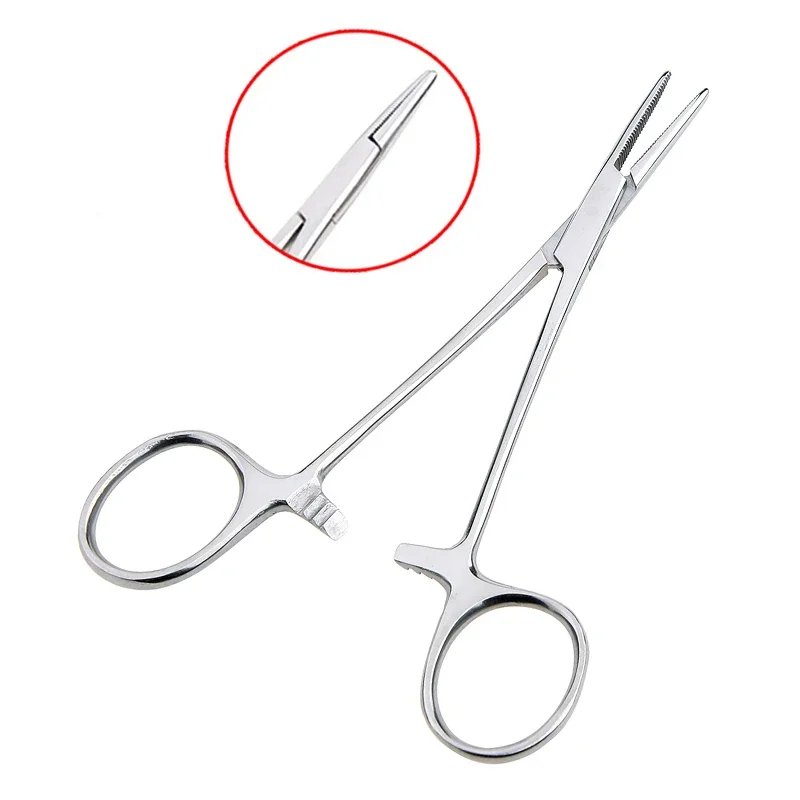 Description Picture 3 of item1pc Stainless Steel Hemostatic Forceps Surgical Forceps Tool Hemostat Locking Clamps Forceps Fishing Pliers Curved/Straight Tip