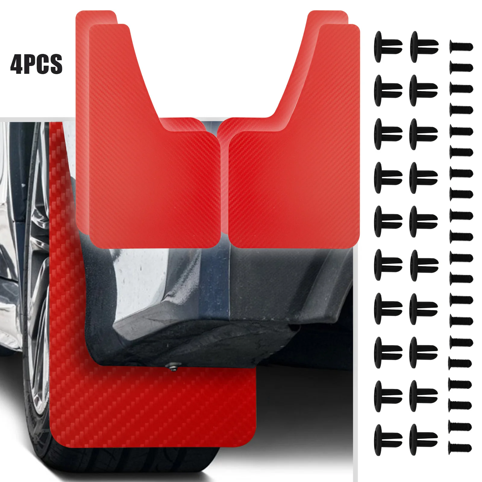 

4pcs Mudguards Carbon Fiber Effect Front Rear Set Universal Mud Flaps Splash Guards Mudflaps Car Auto Van SUV Pickup Accessories