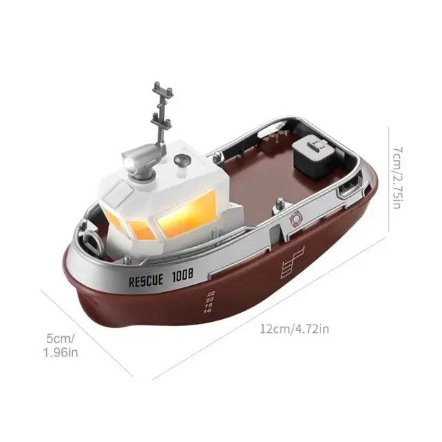 1:32 Scale RC Tugboat Dual Motors LED Light Remote Control Ship Long-lasting Electric Watercraft Mini RC Boat For Children 6