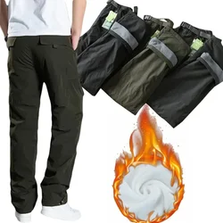 Autumn and Winter Fleece Soft Shell Pants Man Straight Slacks Multi-pocket Cargo Pants Men Winter Army Tactical Pantalon Homme