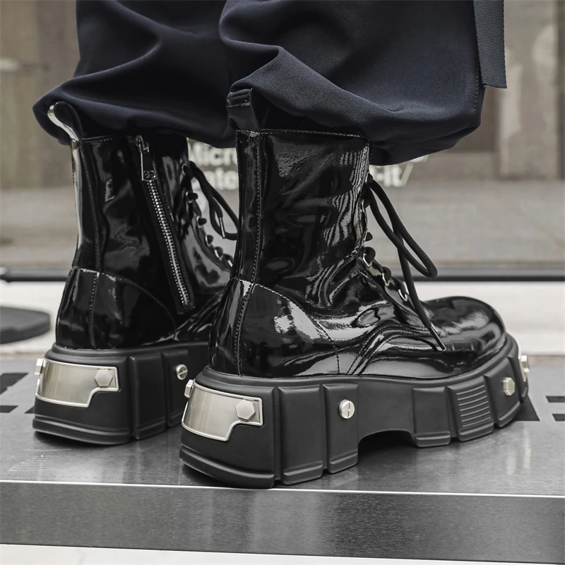 Autumn Men Platform Boots Casual Business Genuine Leather Ankle