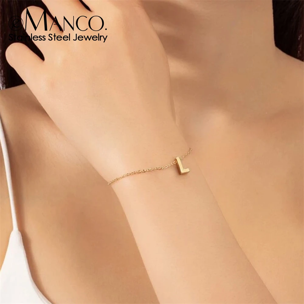 EManco 간단한 금도금 액세서리, DIY 맞춤형 알파벳 팔찌, 스테인레스 스틸 주얼리, 소녀 기념일 선물, 도매  Best5