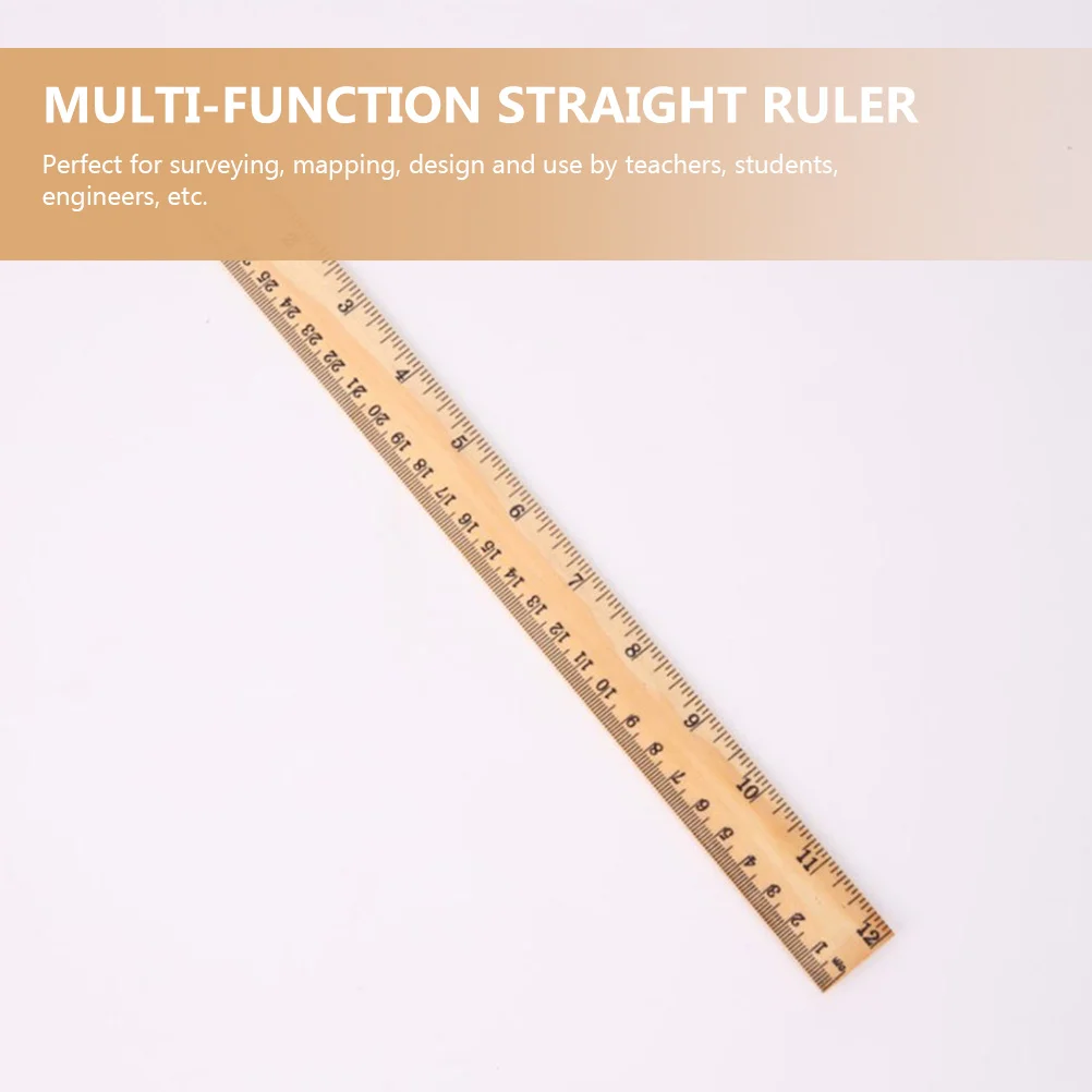 12Pcs Multi-function Kids Rulers Convenient Wood Rulers Portable Straight Rulers