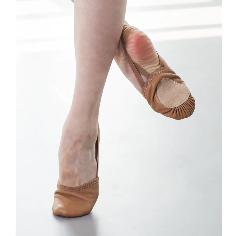 Girls Professional Ballet Shoes Leather Soft Sole Half-covered Gymnastics Ballet Slippers Practise Ballerina Shoes Dance Shoes 5