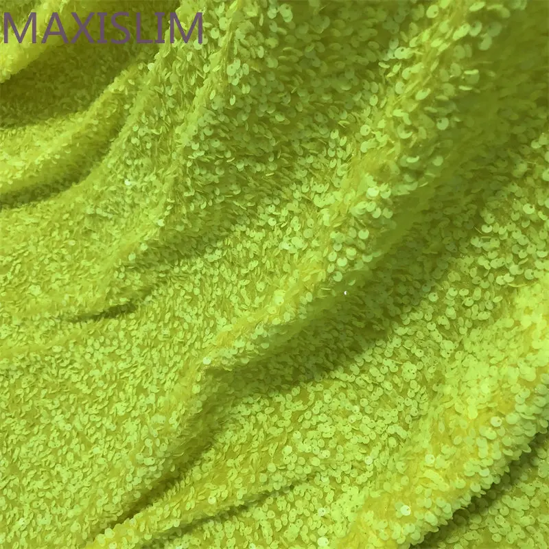 DIY 5MM Yellow Flannel Sequin Fabrics By Yards Dress Skirt Handmade Sewing Wide:125CM 2 yards colorful goose feathers trim fringe dress skirt decoration geese plume ribbon sewing crafts bulk wholesale