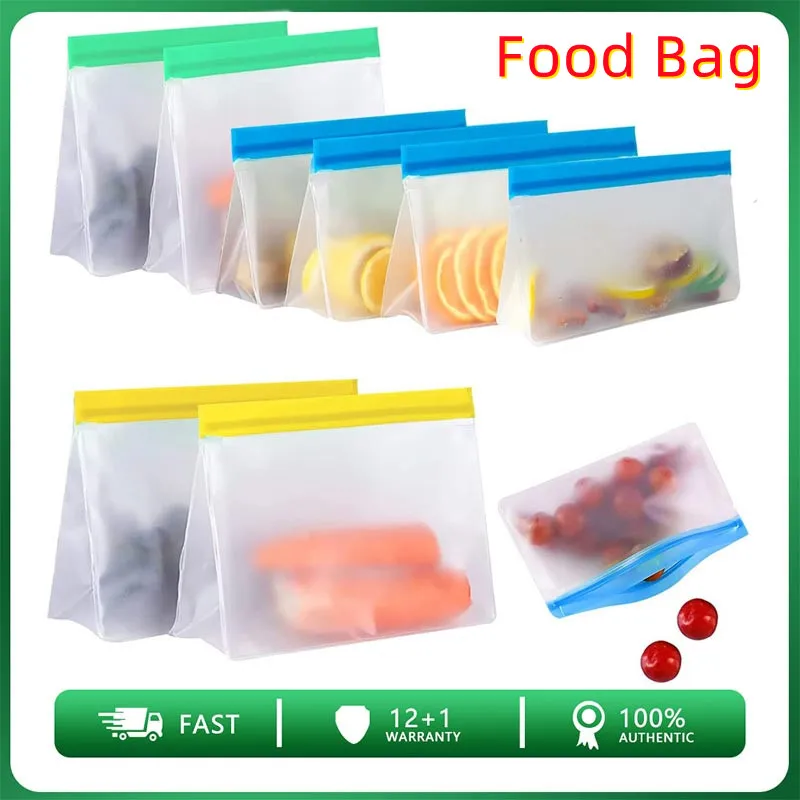3Pcs/6Pcs/9Pcs/12Pcs PEVA Silicone Food Storage Bag Stand Up Seal
