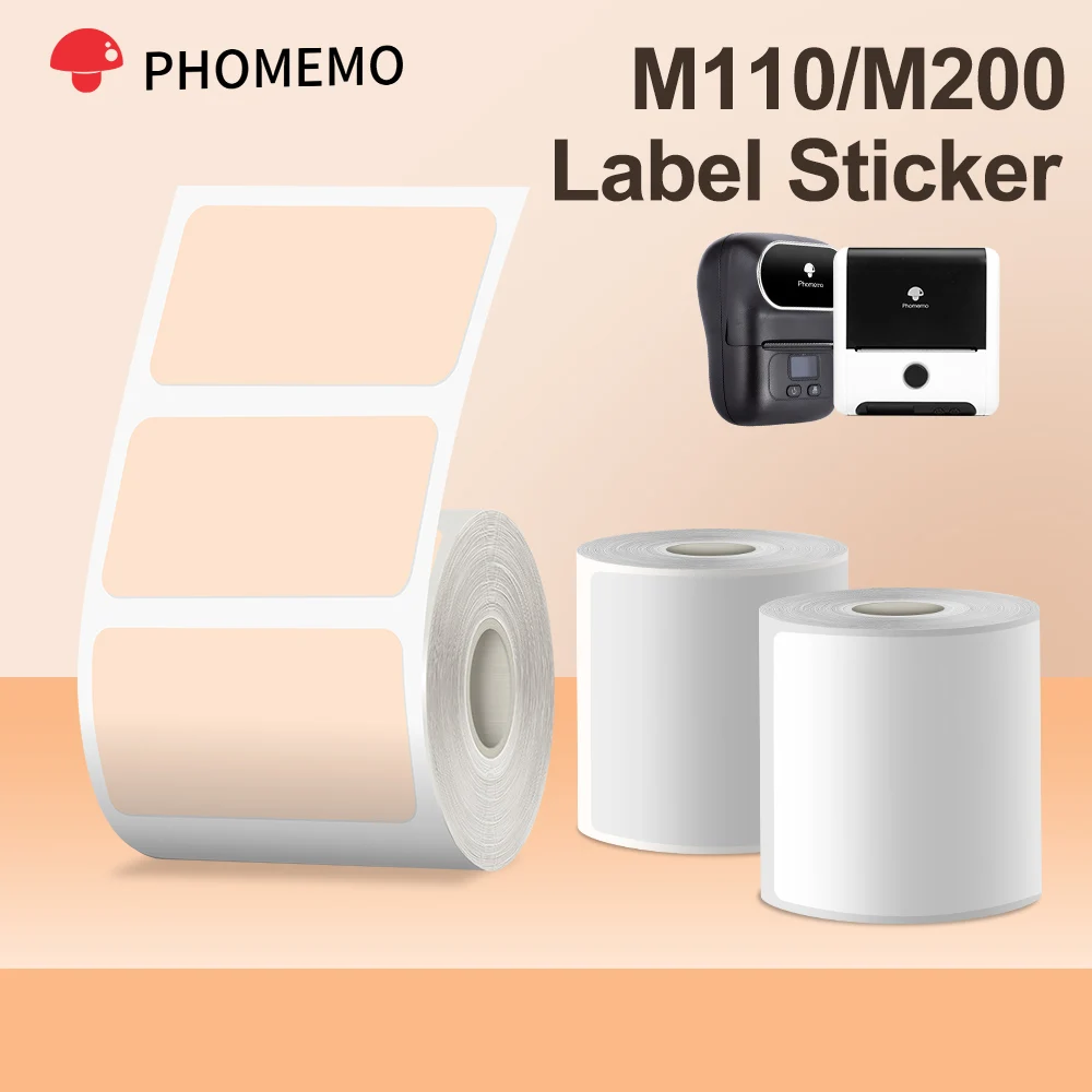 Phomemo M110 Thermal Labels for M110 Portable Labeler Printer Adhesive  Sticker Paper Round/Square Labels for Business,Office,DIY