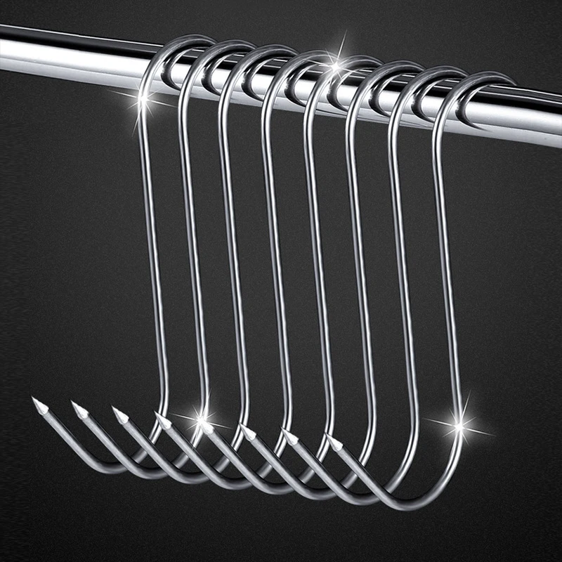 20PCS Stainless Steel S-shaped Hook for Butchering BBQ