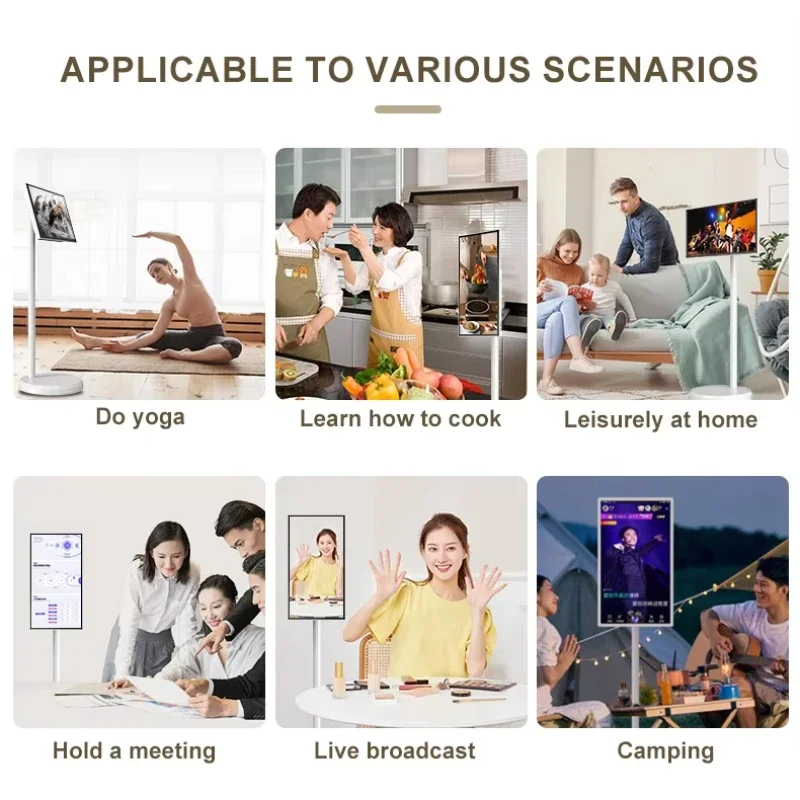 21.5 Inch Interactive Mobile Smart Screen Built in Li-ion Battery Portable TV Android 13 Smart TV 1080P Gaming Monitor on Wheels