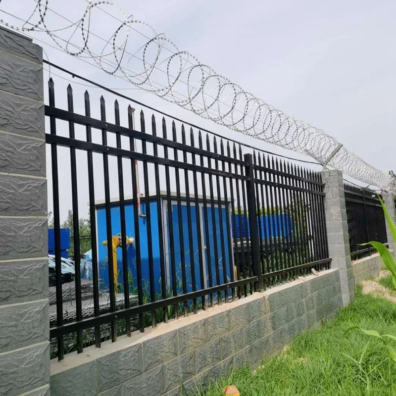 Security Black Metal Steel Picket Fence Outdoor Garden Galvanized Steel Fence Panels 5