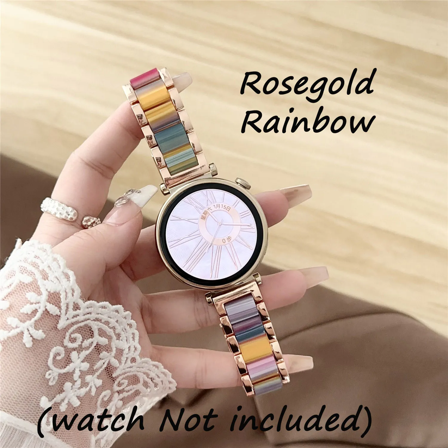 Colorful Resin and Metal Watch Band Strap - Universal Wristband Bracelet