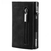 Genuine Leather Wallet for Men with Automatic Pop-Up Feature Card Holder Anti-Theft RFID Protection Zipper Design Daily Use