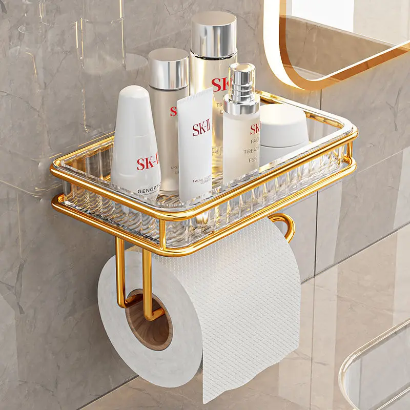 Bathroom Tissue Box Rack Free Punching Wall Hanging Bathroom Toilet Wall Aromatherapy Paper Tray