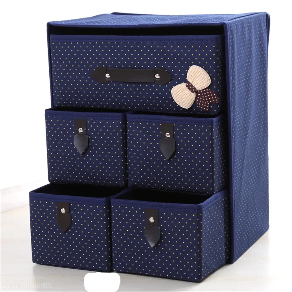 

Quality Non-woven Folding Storage Box with 5 Drawers Thickened for Underpants Socks Bras Sundries New High