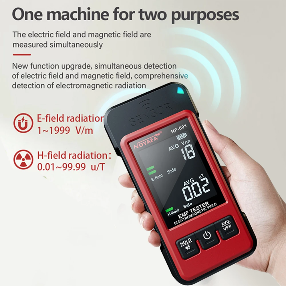 NF-601 Handheld Radiation Detector Geiger Counter Meter Electromagnetic Radiation Tester Dosimeter with Sound and Light Alarm