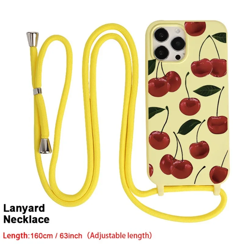 Red Cherry Soft Shockproof Phone Case with Strap