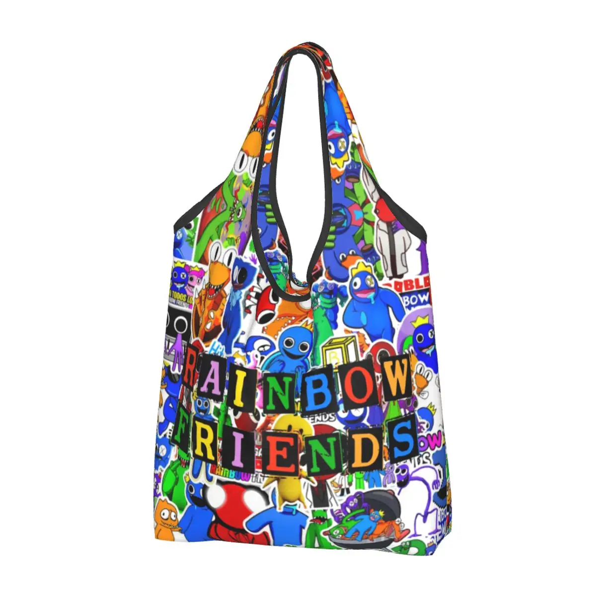 

Rainbows Friends Cartoon Groceries Shopping Bag Funny Shopper Tote Shoulder Bags Large Capacity Portable Anime Game Handbag