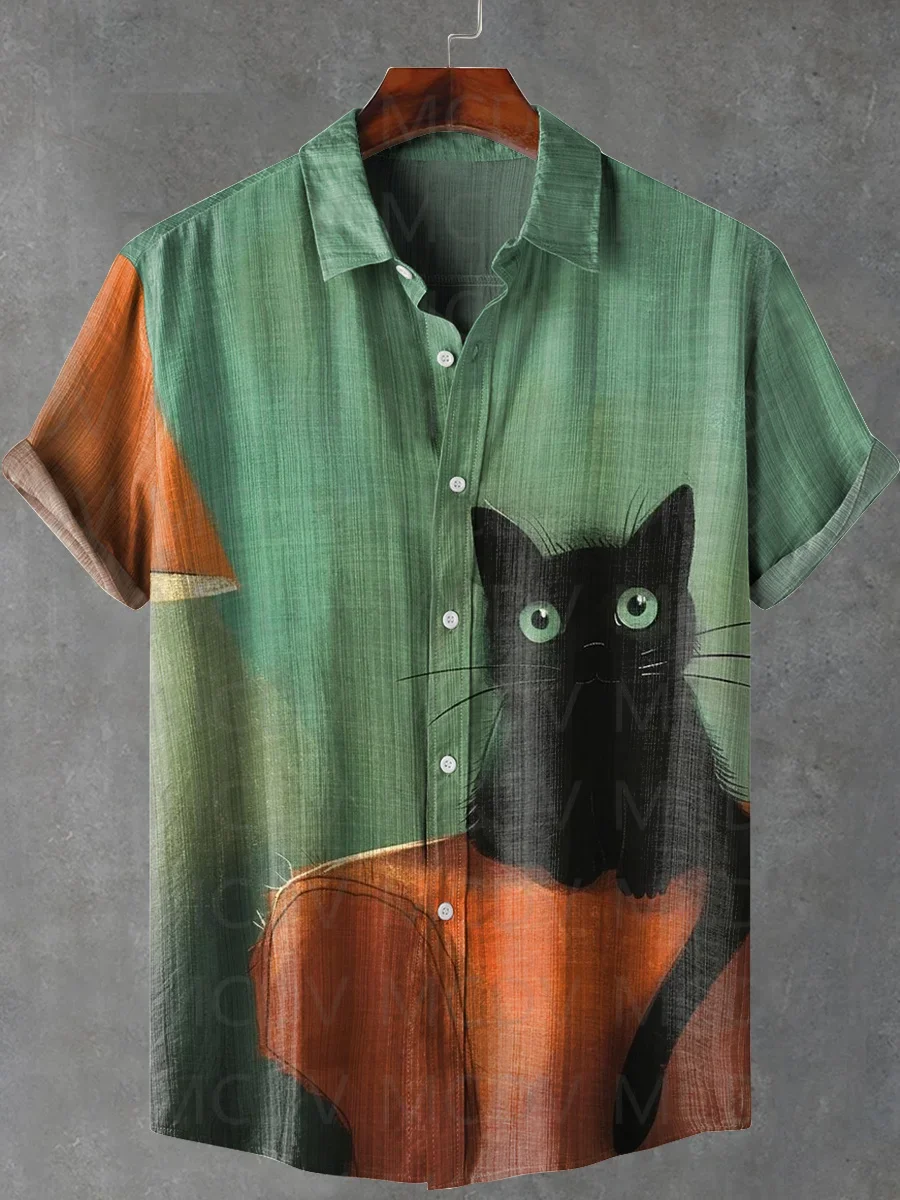 Cat Abstract Art Print T-shirt