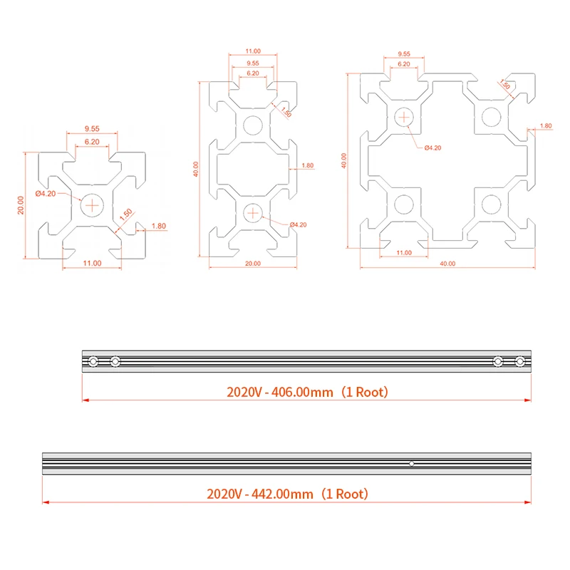 Kit de Estrutura do Quadro da Impressora 3d Ender3 Adequado para 235 mm 310 mm Perfil do Viveiro 2040 4040 para Faça Você Mesmo Prusa i3 Peças da Impressora 3d - Imagem 4