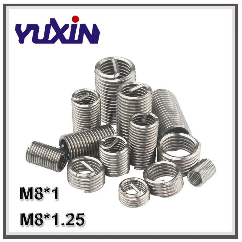 M8*1.25/M8*1 Wire Thread Insert 50pcs 304 Stainless Steel Wire Screw Sleeve M8 Screw Bushing Helicoil Thread Repair Inserts thread repair tool thread repair kit wire thread insert repair kit