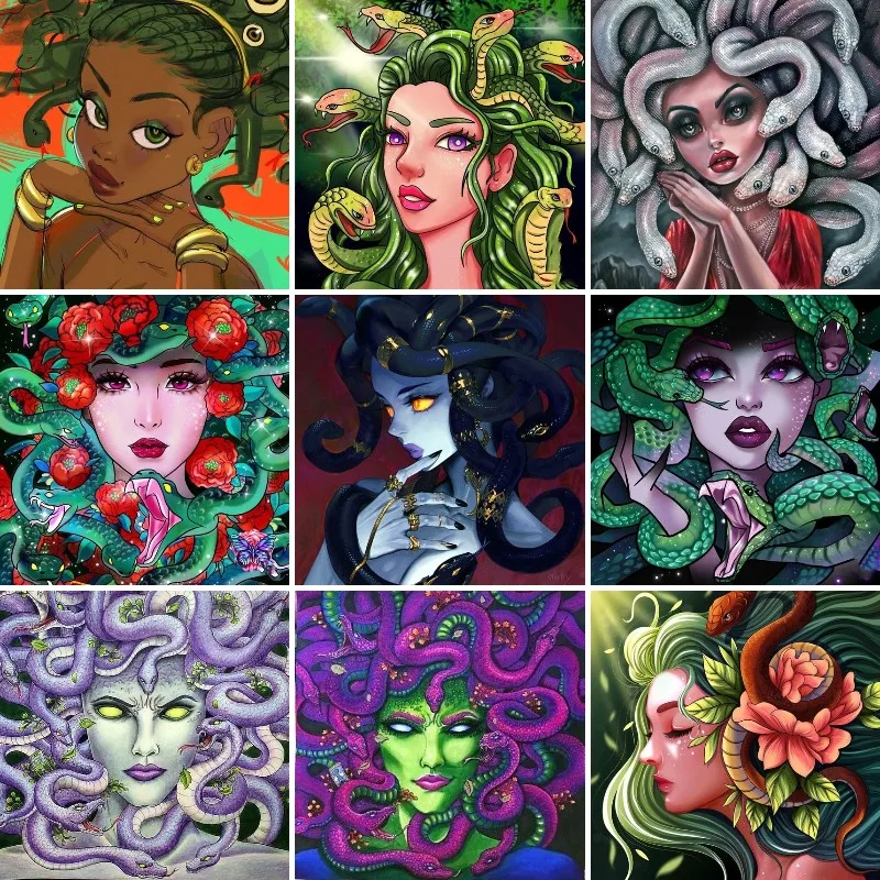 Pittura Diamante 5D Cartone Animato Medusa Testa Di Serpente Mosaico Diamante Arte Immagine Diamante Pieno Punto Croce Regalo Decorazione D'Interni