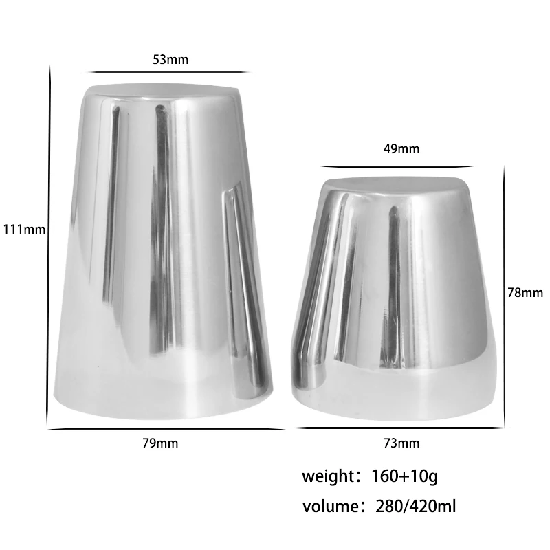 420ml Mini Cocktail Shaker Set: Two-Piece Pro Boston Shaker Set,Martini Drink made from Stainless Steel 304