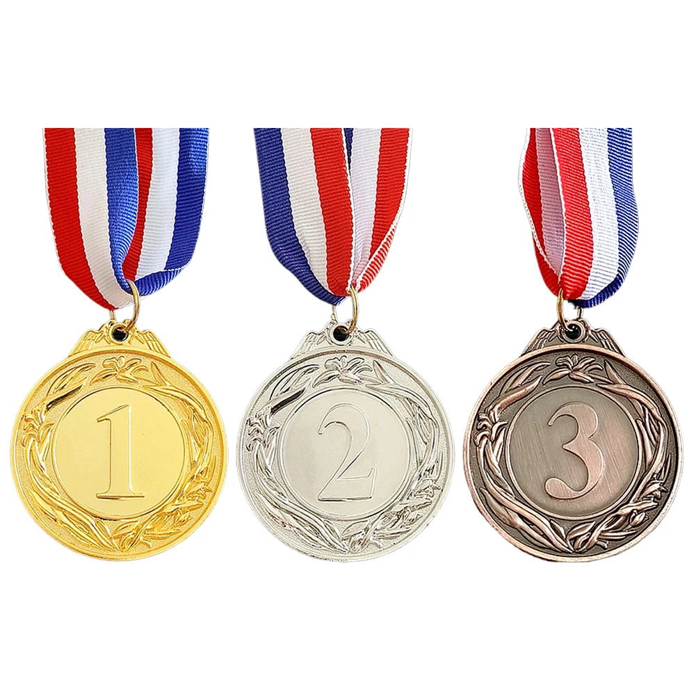 5cm Award Medals Sports Rewards with Neck Ribbon Students Rewards Metal Winner Medals for Talent Show Party Race