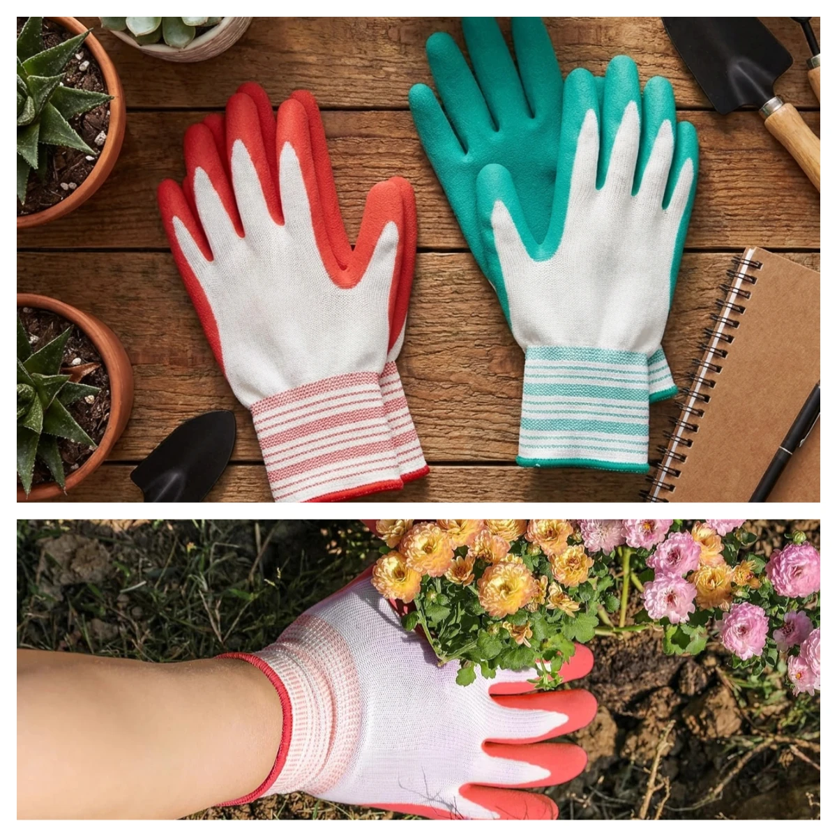 Breathable Rubber-Coated Gardening Gloves