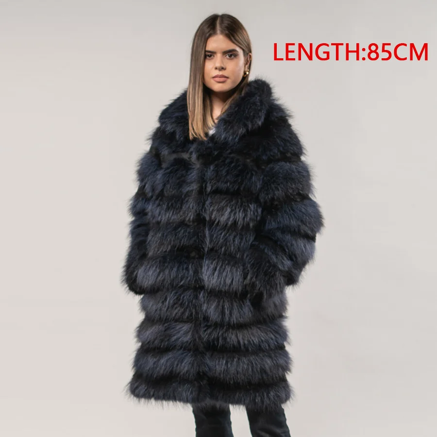 

High quality High Quality Overcoat Long Red Coat Latest Design Fur With Collar Winter Warm Women Natural Fox