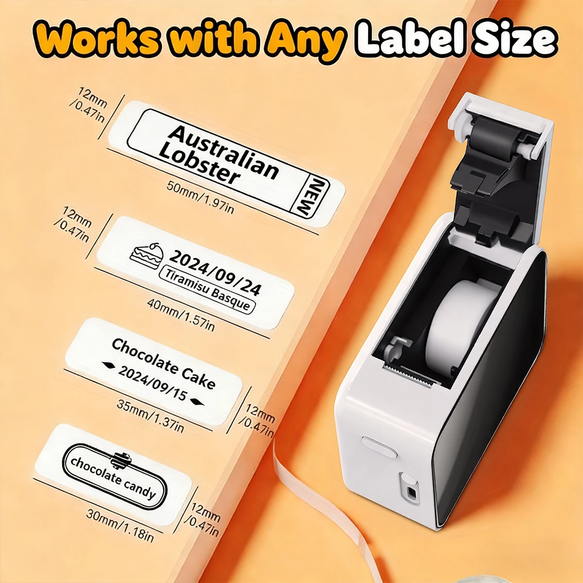 Marklife 열전사 라벨 프린터 P15 사무실 주방 학교용 흰색 블루투스 무선 라벨 프린터 선물/DIY 창의적인 용도로 사용 가능