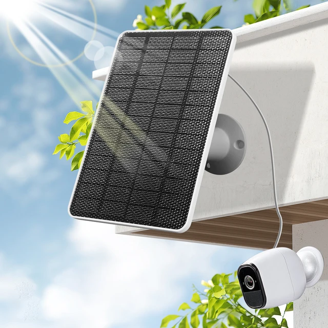 10W Solar Panel with Charging Cable Monocrystalline Solar Panel Charger IP65 Waterproof for Arlo Ultra/Ultra 2/Pro 3/Pro 4/Pro 3 3