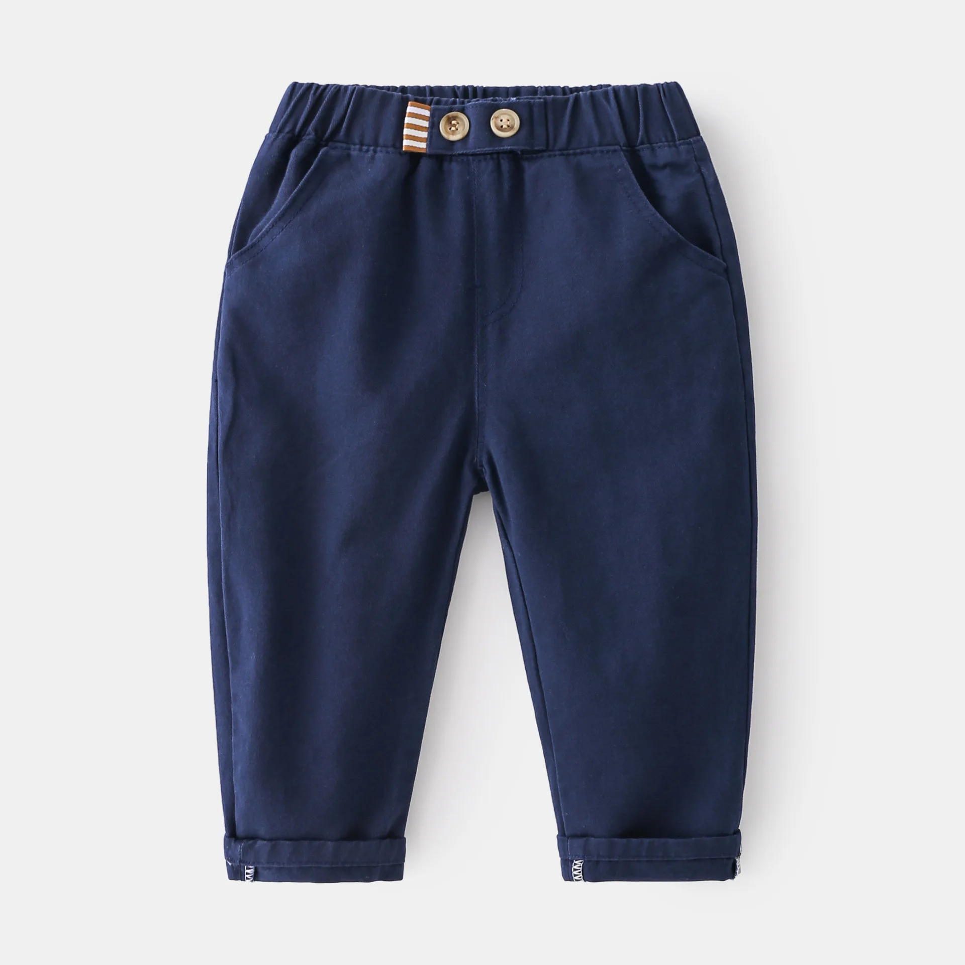 Children Boy Casual Pants Cotton Fashion Button Spring Autumn Child Solid Color Trousers Long Casual Loose Pant Clothes 2-8Y