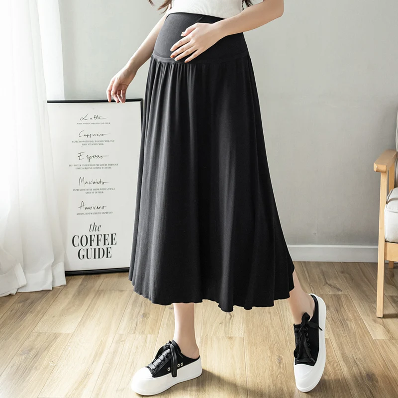 Maternity Full Skirts Summer High Waist Long Loose Pregnant Woman Umbrella Skirt Black Grey pregnant women skirt