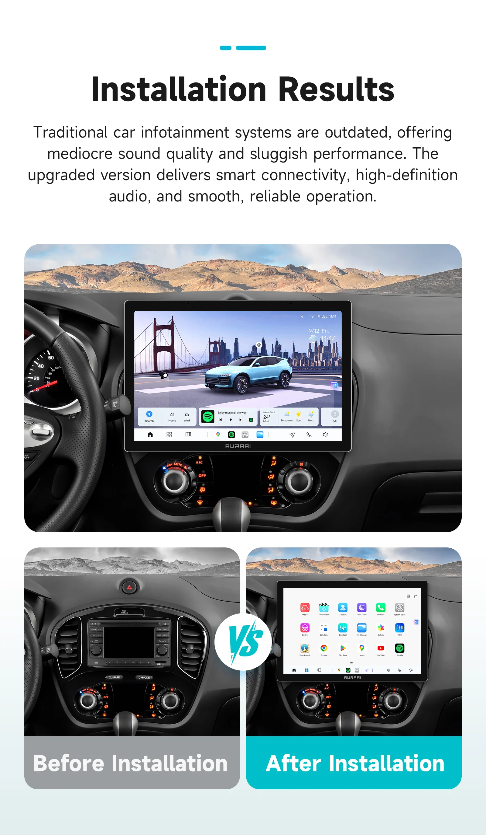 AURAAI Auto Intelligente Multimedia für Nissan JUKE 2010-2014 Autoradio ADAS 360Cam Drahtlose CarPlay Android Auto 7870 2DIN radio – Detail 3