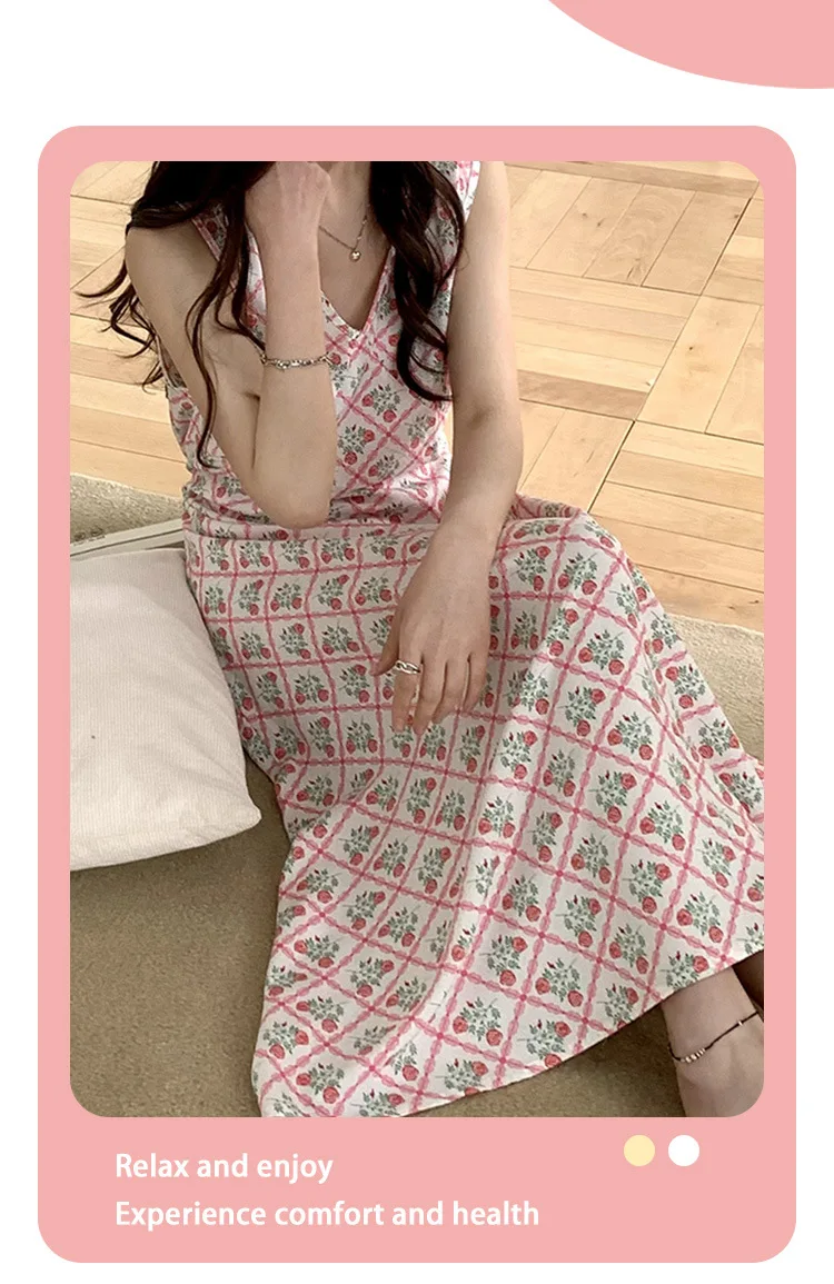 Sexy Ärmelloses Nachtkleid Frau Dünne Baumwolle Rayon Schlafen Kleidung Schlank Mode frauen Nachthemden Erwachsene Hause Tragen Hemd – Detail 26