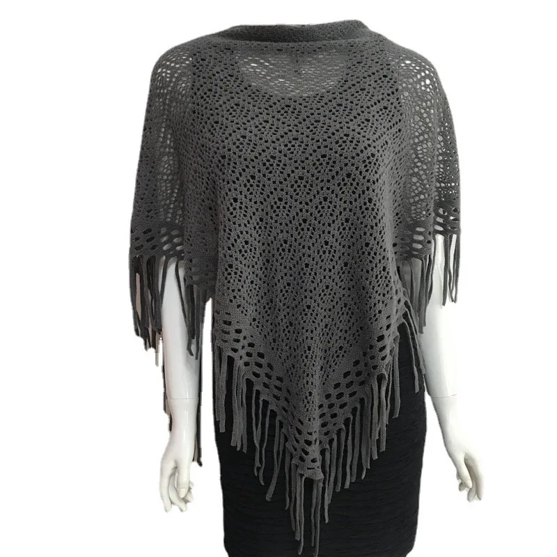 New Solid Color Tassel Wool Knit Triangle Scarf Shawl