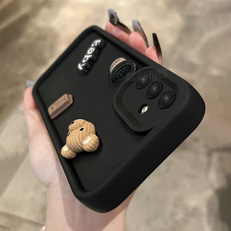 A 54 34 14 35 Cute Cartoon 3D Bear Silicone Case For Samsung Galaxy A54 A34 A14 A24 A15 A25 A35 A55 5g A05 A04s Shockproof Cover