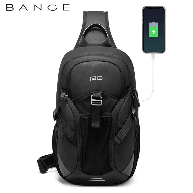 

BANGE Fashion Chest Bag Men Travel Waterproof Leisure Business Chest Sports Packs Messenger Shoulder Sling Running Bag men's