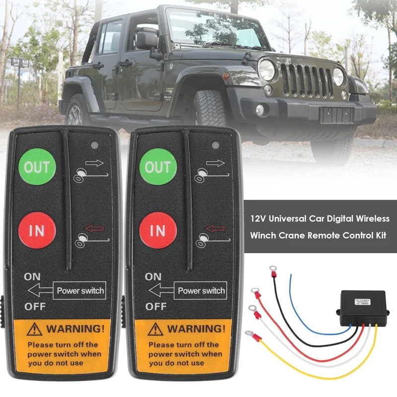 

3 Set 12V Universal Car Digital Wireless Winch Crane Remote Control Controller Recovery Kit W/ Twin Handset Remote Rang-Boom