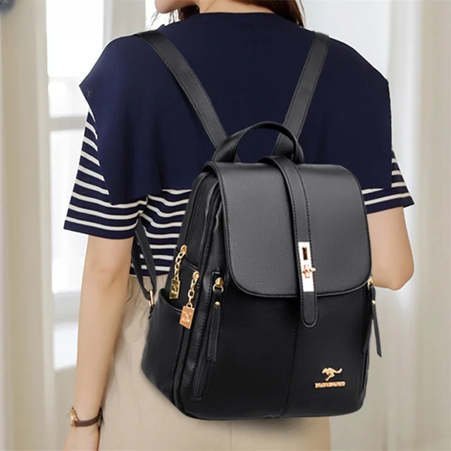 Elegance meets practicality with the Luxury Women Leather Backpack.