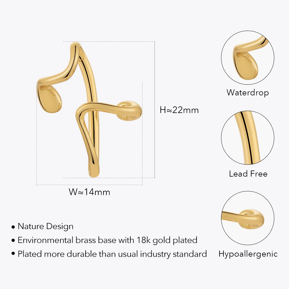 ENFASHION Waterdrop Earcuff For Women Fashion Jewelry Nature Elegant Gold Color Earings Ear Cuff Birthday Droppshiping E221476